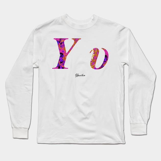 Ypsilon Greek Alphabet Long Sleeve T-Shirt by joancaronil